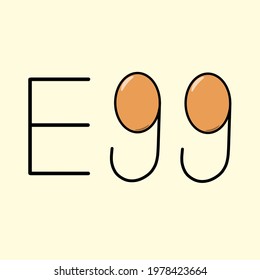 Egg word with two pictures of eggs as a symbol for the letter "g"