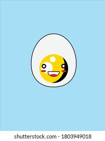 Diseño del vector del doodle amarillo y blanco del huevo