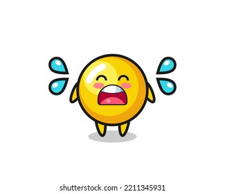 egg yolk cartoon illustration with crying gesture , cute design