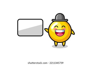 egg yolk cartoon illustration doing a presentation , cute design