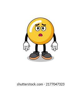 egg yolk cartoon illustration with sad face , character design