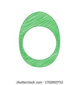 Egg with yolk. Green scribble Icon with solid contour on white background. Illustration.