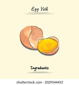 Egg Yolk Illustration Sketch And Vector Style. Good to use for restaurant menu, Food recipe book and food ingredients content.