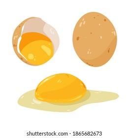 Egg yolk isolated on white vector illustration. Farm product, culinary  ingredient design element. Omega source in cartoon style.