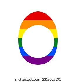 Egg with yolk. Rainbow gay LGBT rights colored Icon at white Background. Illustration.