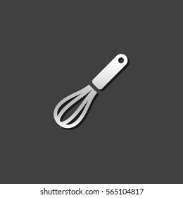 Eggbeater icon in metallic grey color style. Cooking kitchenware utensil