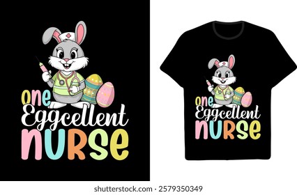 Eggcellent Easter Nurse Bunny Graphic TShirt Design