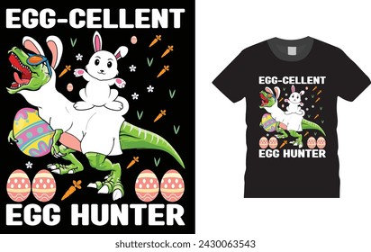 Egg-cellent Egg Hunter,  Easter day t shirt design. Creative, typography, Illustration, vector Easter t shirt design template, ready  for print poster, banner, mug, shirt.  