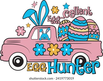 Egg-cellent Egg Hunter Funny Easter Shirt Boys Girls Bunny Gift T Shirt Design