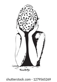 Egghead metaphor black white egg easter human body study 