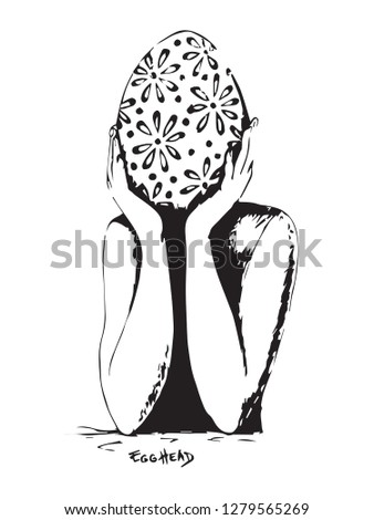Egghead metaphor black white egg easter human body study 