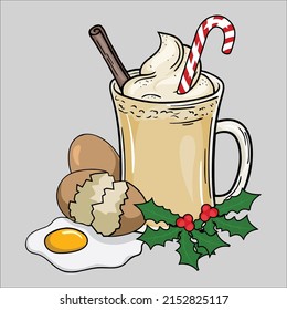 Eggnog Christmas Food, Logo Vector art and Illustration