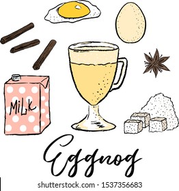 Vector de huevo. Huevo casero. Bebidas calientes. Celebración de Navidad. Bebidas de invierno.