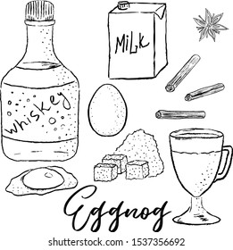 Eggnog vector. Homemade eggnog. Hot beverages. Christmas celebration. Winter drinks.