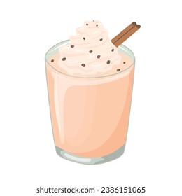 Eggnog vector illustration. Flat icon isolated on white background. Cozy time concept. Hand drawn illustration for menu, design, flyer, banner.