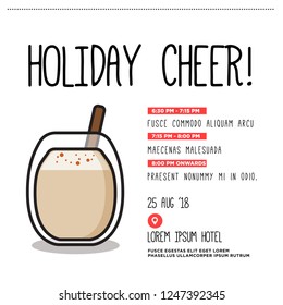 Eggnog Vector Illustration in Flat Style Design Invitation Design with Where and When Details