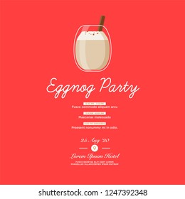 Eggnog Vector Illustration in Flat Style Design Invitation Design with Where and When Details