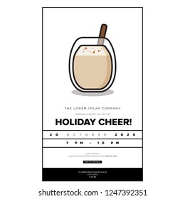 Eggnog Vector Illustration in Flat Style Design Invitation Design with Where and When Details