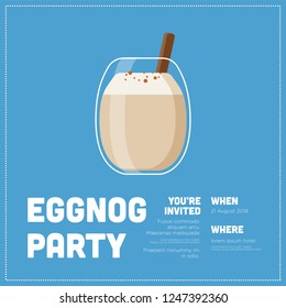 Eggnog Vector Illustration in Flat Style Design Invitation Design with Where and When Details