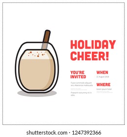 Eggnog Vector Illustration in Flat Style Design Invitation Design with Where and When Details