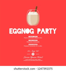 Eggnog Vector Illustration in Flat Style Design Invitation Design with Where and When Details