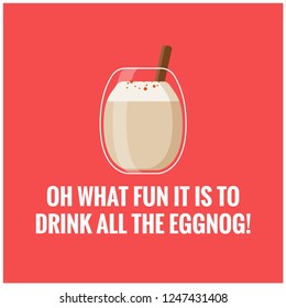 Eggnog Vector Quote Poster Illustration in Flat Style Design