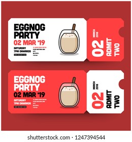 Eggnog Vector Ticket Style Invitation Design with Where and When Details