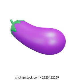 Eggplant 3d icon. Vegetable. Isolated object on transparent background