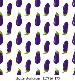 Eggplant (aubergine) seamless pattern on white background. Vegetables  pattern