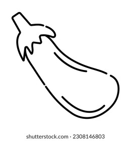 Eggplant black and white vector line icon