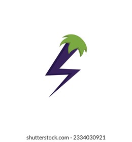 eggplant bolt lightning logo design.