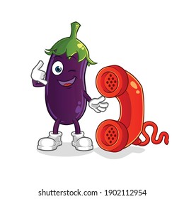 eggplant call mascot. cartoon vector