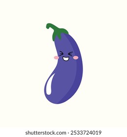 Eggplant cartoon character concept illustration