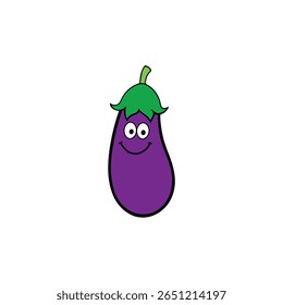 Eggplant cartoon purple shiny veggie design Vector illustration