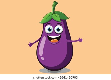 eggplant character, cartoon style, humorous expression, vibrant colors