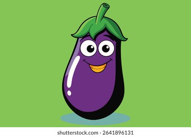 eggplant character, cartoon style, humorous expression, vibrant colors