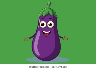 eggplant character, cartoon style, humorous expression, vibrant colors