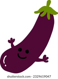 eggplant character colored flat illustration vector iconHands can move.