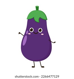 Eggplant character design. Isolated vector vegetable illustration. eggplant with slices flat vector illustration logo icon clipart.