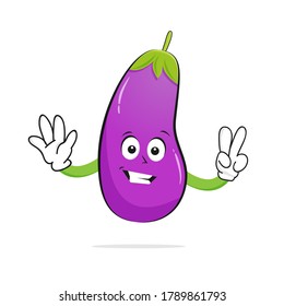 The Eggplant character smiles on the white background - vector