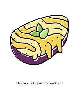 eggplant with cheese color icon vector. eggplant with cheese sign. isolated symbol illustration