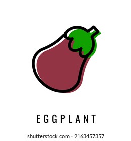 Eggplant color Icon. Vector illustration in Line style. Isolated Vegetable Logo. Stylish solution for app or website.