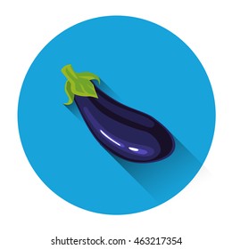 Eggplant Colorful Vegetable Icon Flat Vector Illustration