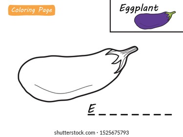 Eggplant Coloring Page for Children Study with Example