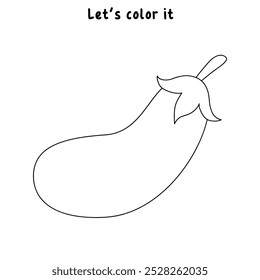 Eggplant coloring pages for kids. Trace and color eggplant. Eggplant vegetable clipart outline vector. Coloring book for kids. Kindergarten and preschool worksheets printable for kids. 