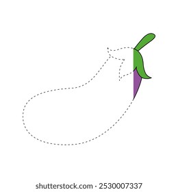 Eggplant coloring pages for kids. Trace and color eggplant. Eggplant vegetable clipart outline vector. Coloring book for kids. Kindergarten and preschool worksheets printable for kids. 