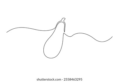 Eggplant in continuous line art drawing style. Aubergine fruit black linear sketch isolated, One continuous line drawing eggplant vegetable. eggplant single line illustration.