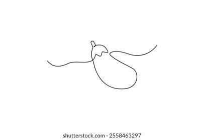 Eggplant in continuous line art drawing style. Aubergine fruit black linear sketch isolated, One continuous line drawing eggplant vegetable. eggplant single line illustration.