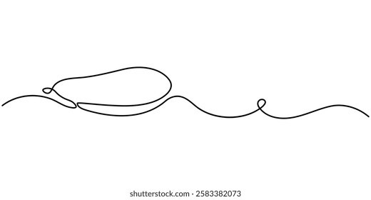 Eggplant in continuous line art drawing style. Aubergine fruit black linear sketch isolated, One continuous line drawing eggplant vegetable. eggplant single line illustration, Eggplant in continuous.
