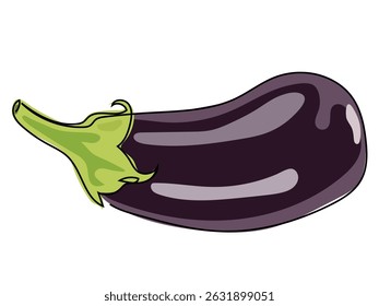 The eggplant is in a continuous line, drawn on a white background.